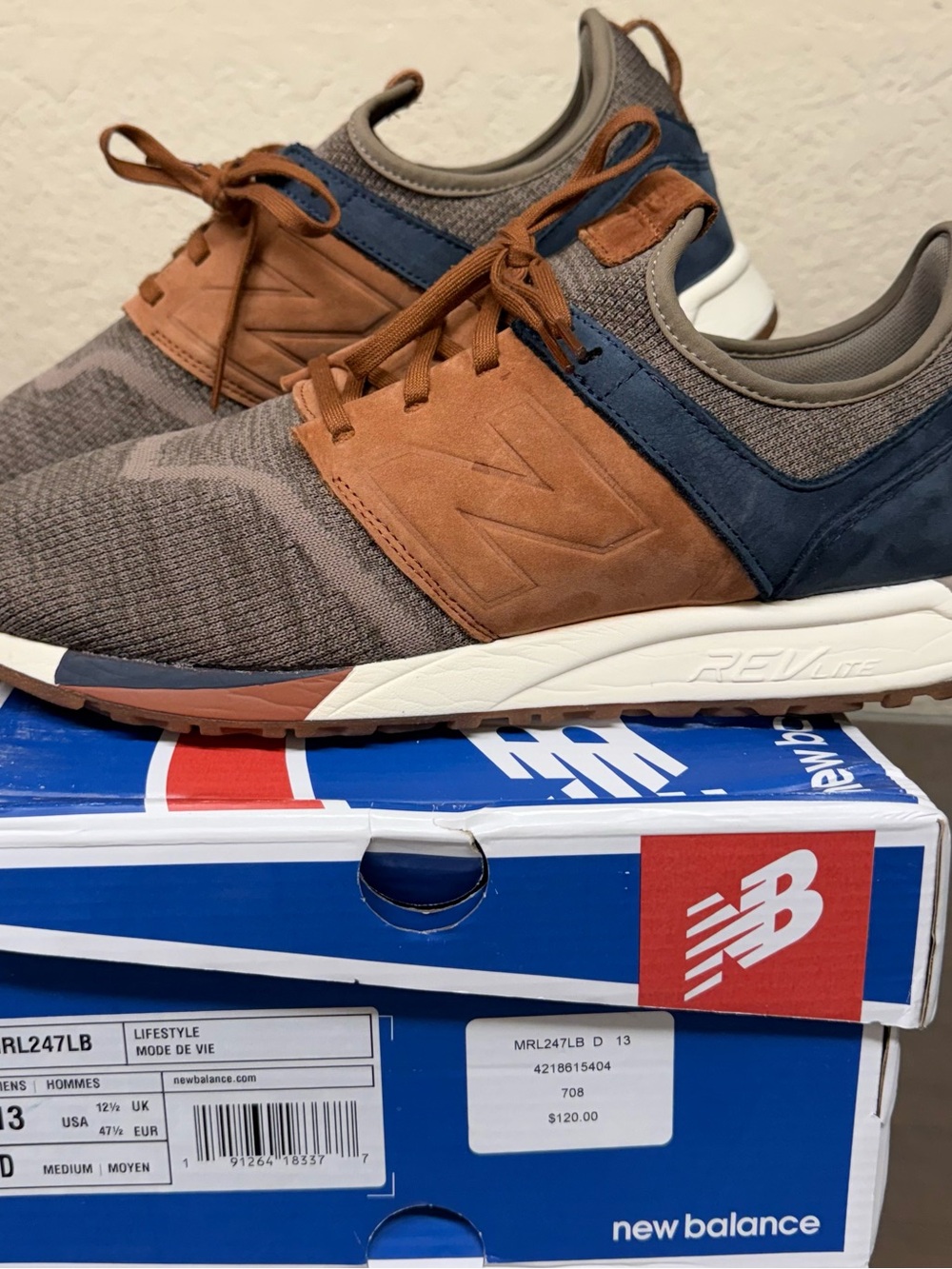 New Balance Men’s Grey, Brown & Blue Slip-On Sneakers